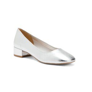 SILENT D Silver Leather Annabelle Low Heels